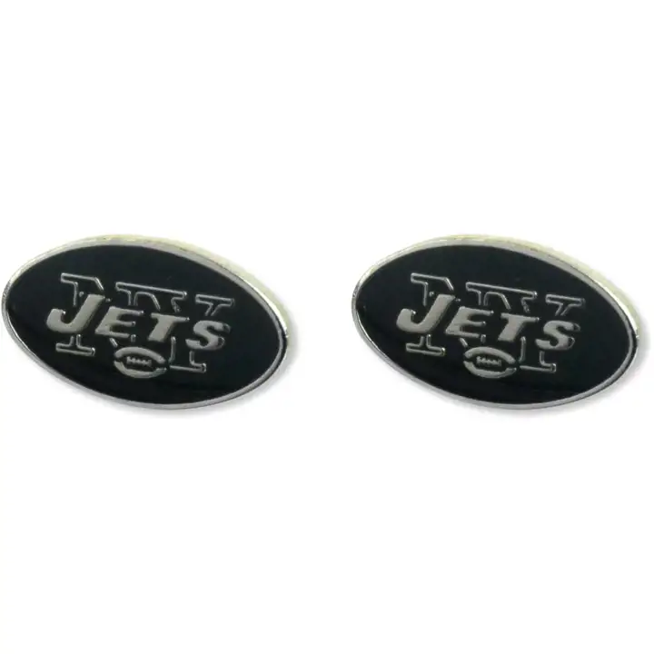 Boucles d'oreilles clous logo NY JETS Aminco vert/argent