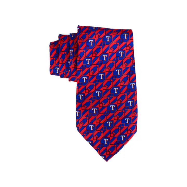 Cravate TX RANGERS à carreaux rouge/bleu