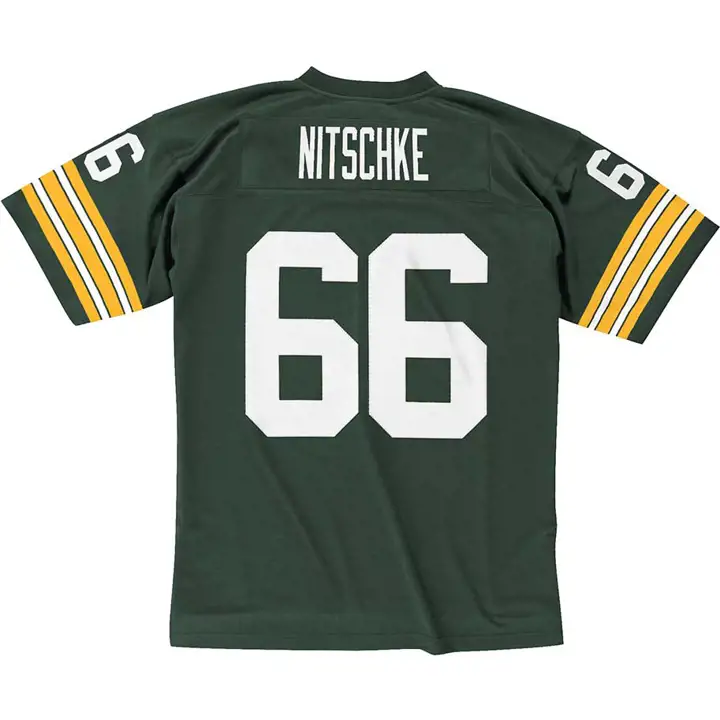 Maillot NFL M&N Replica Throwback Packers Nitschke #66 vert