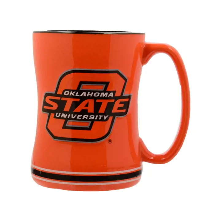 Mug à anse Ok State 40 cl en relief – noir/orange