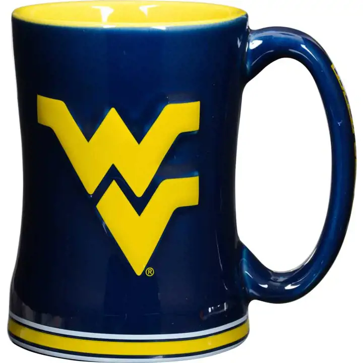 Tasse à relief bleue W Virginia 14 oz