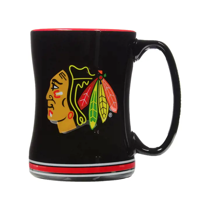Tasse en relief BLACKHAWKS 443 ml, noire/rouge