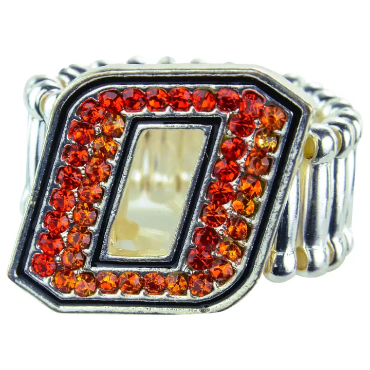 Bague sigle Oklahoma State Crystal argent/orange