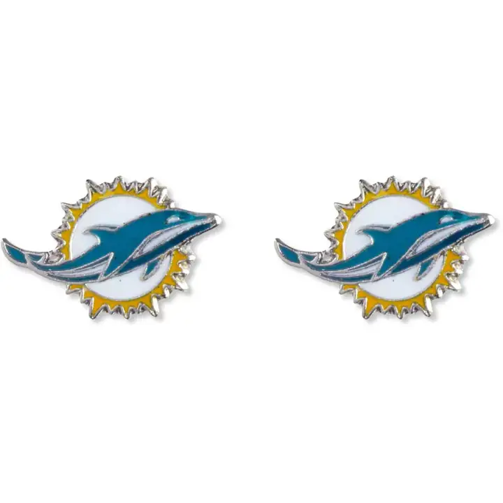 Boucles d'oreilles clous logo DOLPHINS Aminco 2013 sarcelle/orange/argent