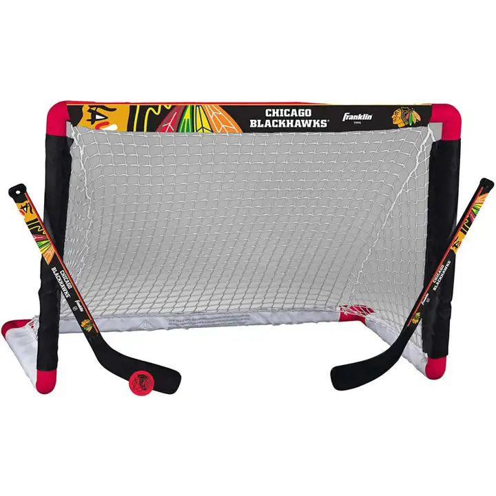Mini-but, crosse et balle BLACKHAWKS, noir/rouge/blanc