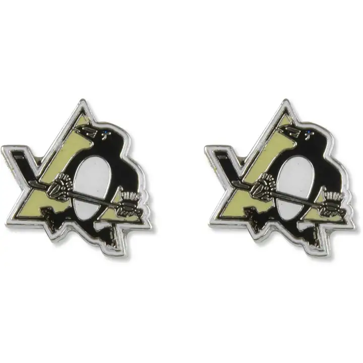 Boucles d'oreilles clous PENGUINS Logo Aminco gl/blk/wht