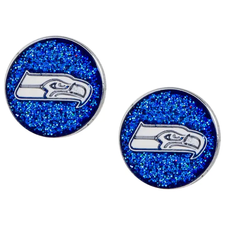 Boucles d'oreilles clous scintillantes Seahawks Aminco