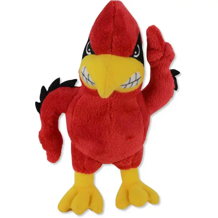 "Peluche mascotte Louisville - Mascotte de 20 cm - Oiseau rouge rouge/noir"