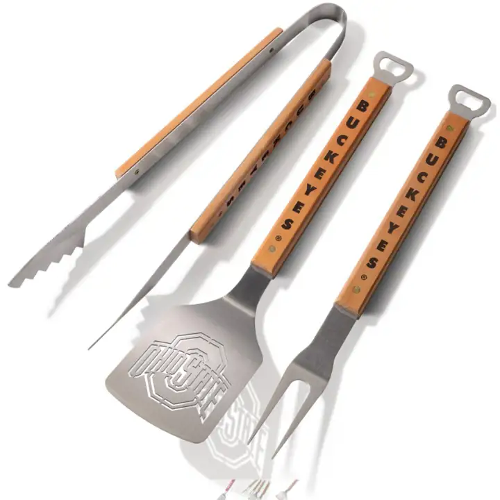 Spatule de sport Ohio State, ensemble de 3 pièces, argent/marron