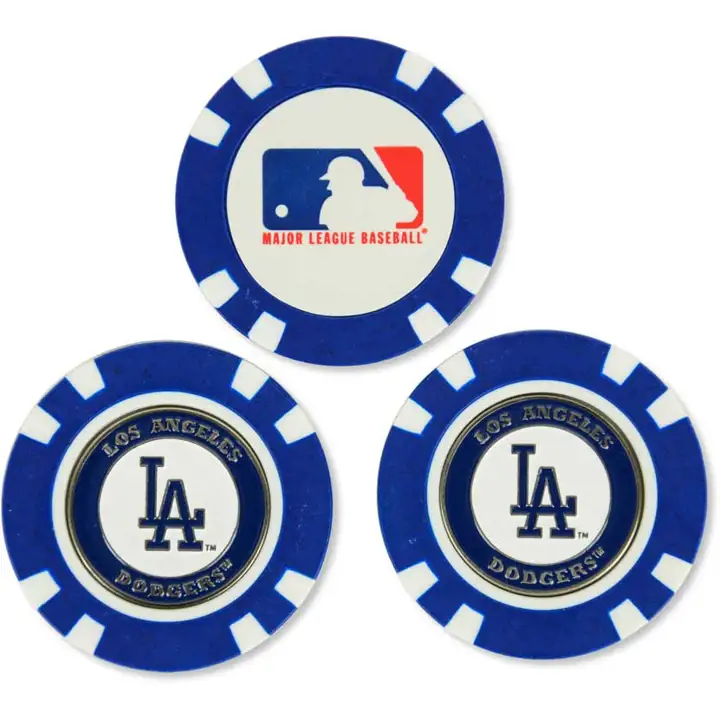Marqueurs de jetons de poker de golf DODGERS - Paquet de 3 blanc/bleu royal