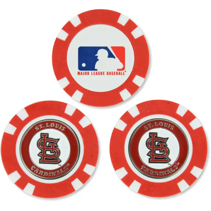 Jetons de poker STL CARDS pour marquer la balle de golf – Lot de 3, rouge et blanc