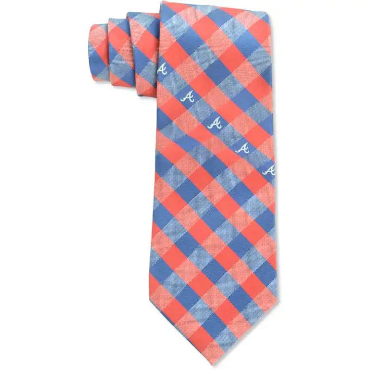 Cravate BRAVES à carreaux en poly rouge/bleu