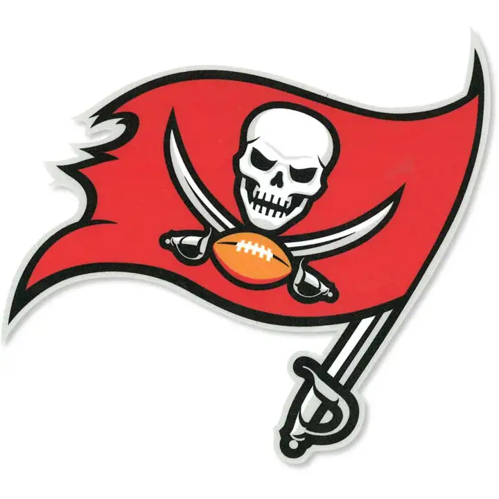 BUCCANEERS Autocollant prédécoupé 8x8 - Couleur Nouveau drapeau rouge