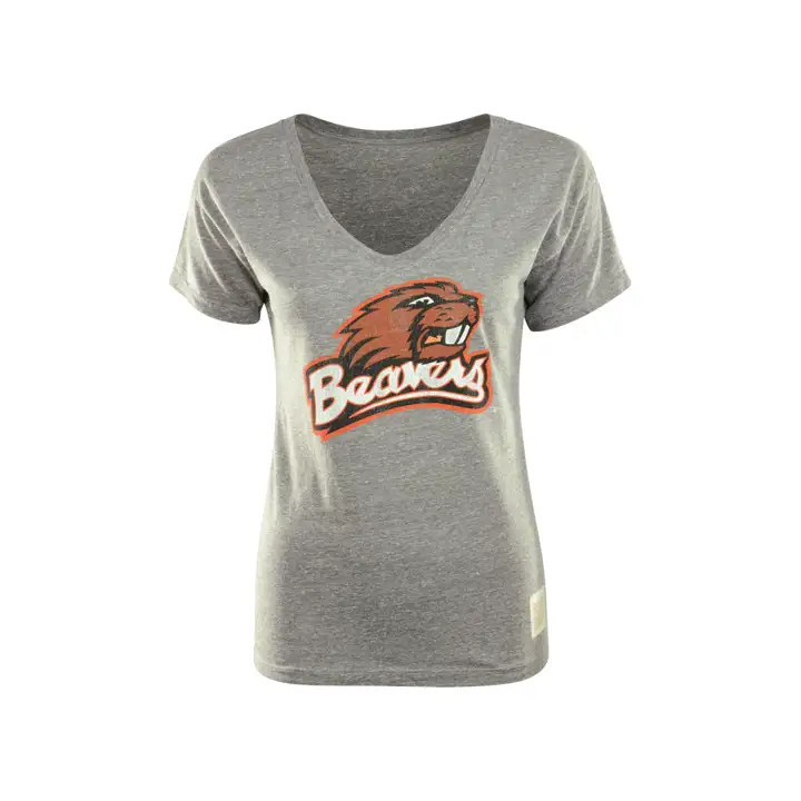T-shirt ample à col en V pour femme Oregon St NCAA gris