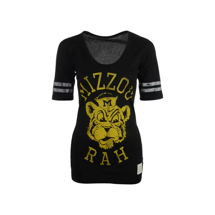 T-shirt à col dégagé rayé pour femme Missouri NCAA - noir