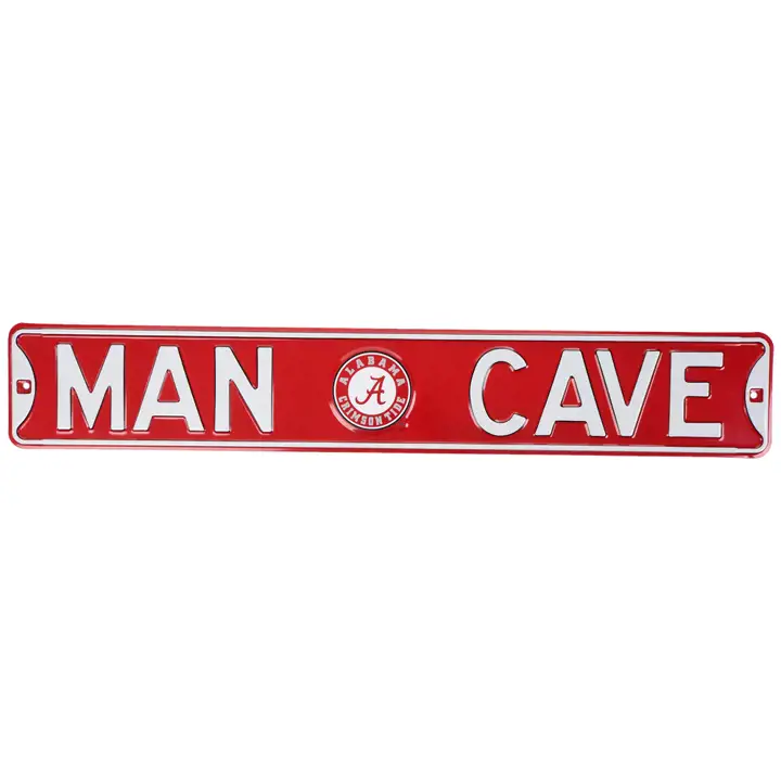 Panneau de rue authentique Alabama - Cave à hommes rouge/blanc
