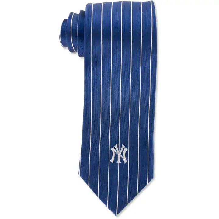 Cravate fine Yankees à rayures bleu marine/blanc