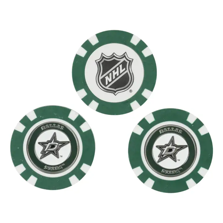 Marqueurs de balle jeton de poker golf STARS - Lot de 3 vert