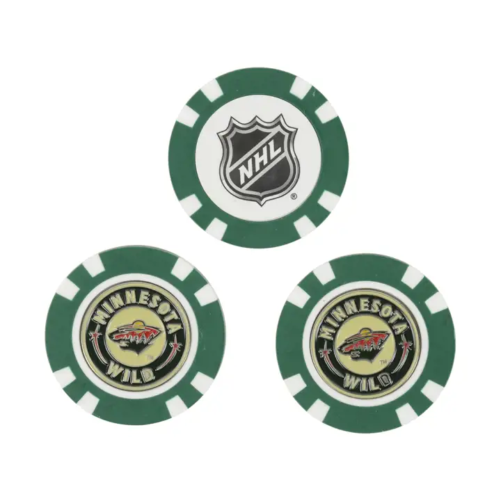 Marqueurs de balle de golf jetons de poker WILD - lot de 3 verts