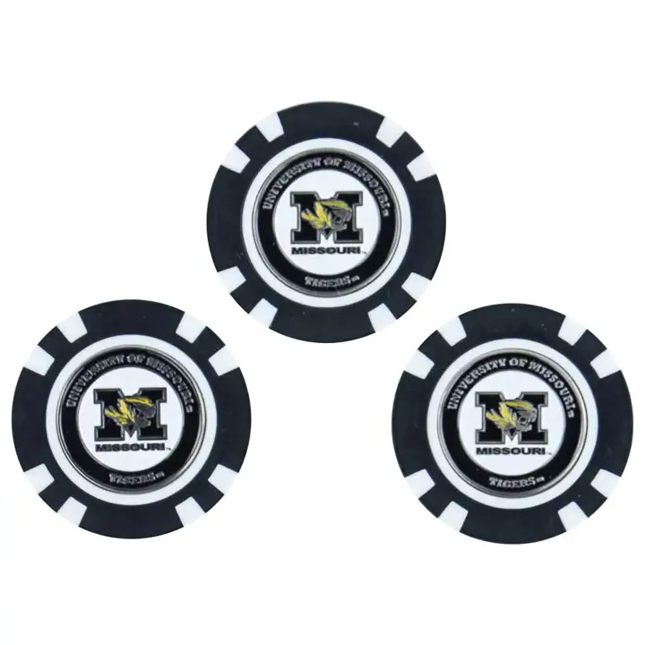 Marqueurs de balle en jeton de poker Missouri Golf - Pack de 3 noirs