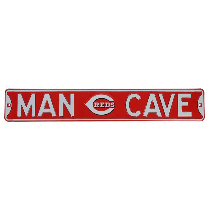 Panneau de rue authentique ROUGE - Man Cave rouge/blanc