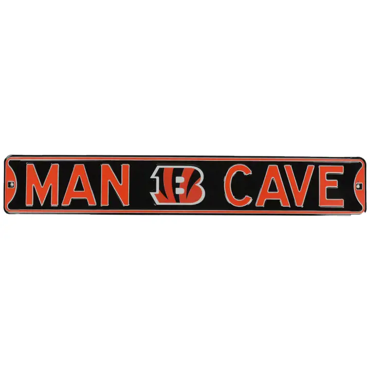 Panneau de rue authentique BENGALS - Man Cave noir