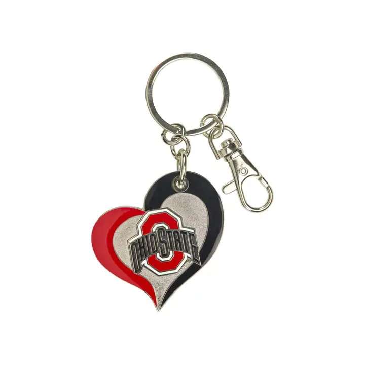 Porte-clés cœur tourbillon Ohio State   rouge/noir/argent