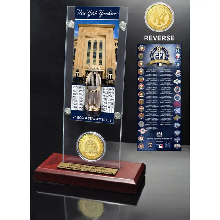 Yankees Ticket et pièce en acrylique Champions des World Series marine