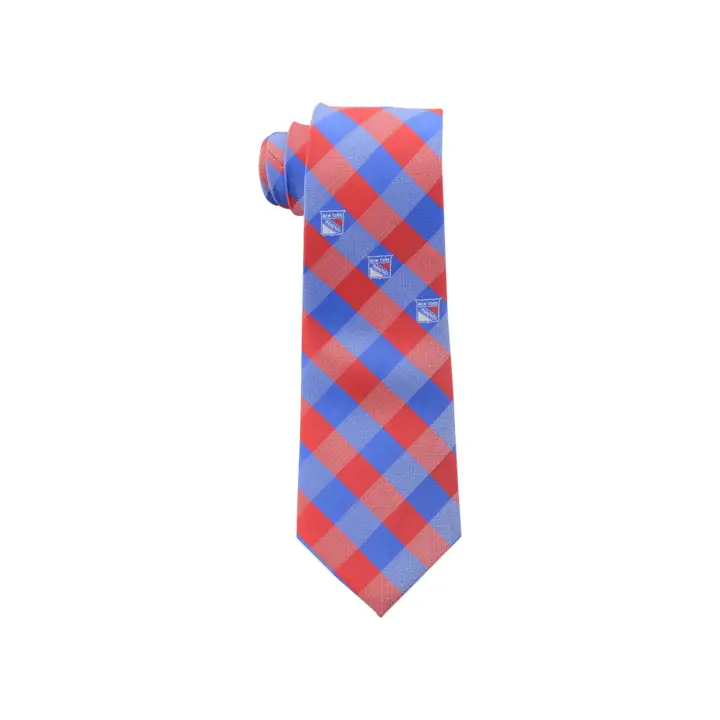 Cravate Poly Checked bleue des Rangers de New York