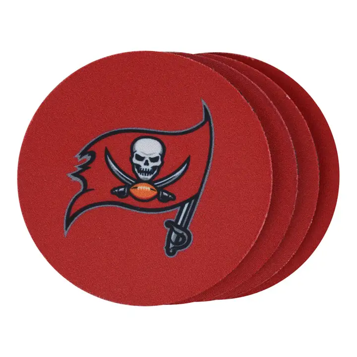 BUCCANEERS Set de 4 sous-verres en néoprène Nouveau drapeau rouge