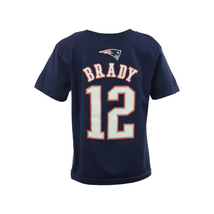 T-shirt Enfant NFL Patriots Joueur Principal Brady #12 Marine