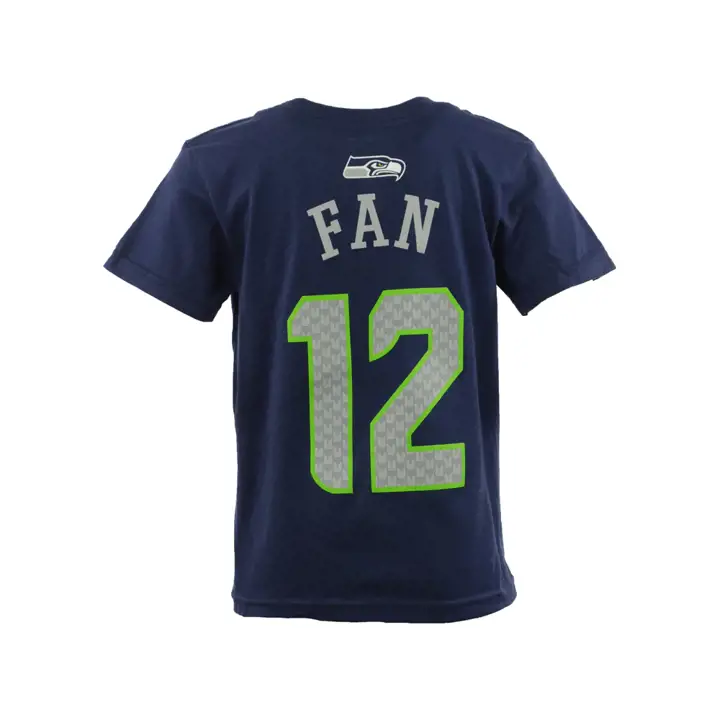 T-shirt enfant SEAHAWKS NFL Manches courtes Joueur Fan #12 marine