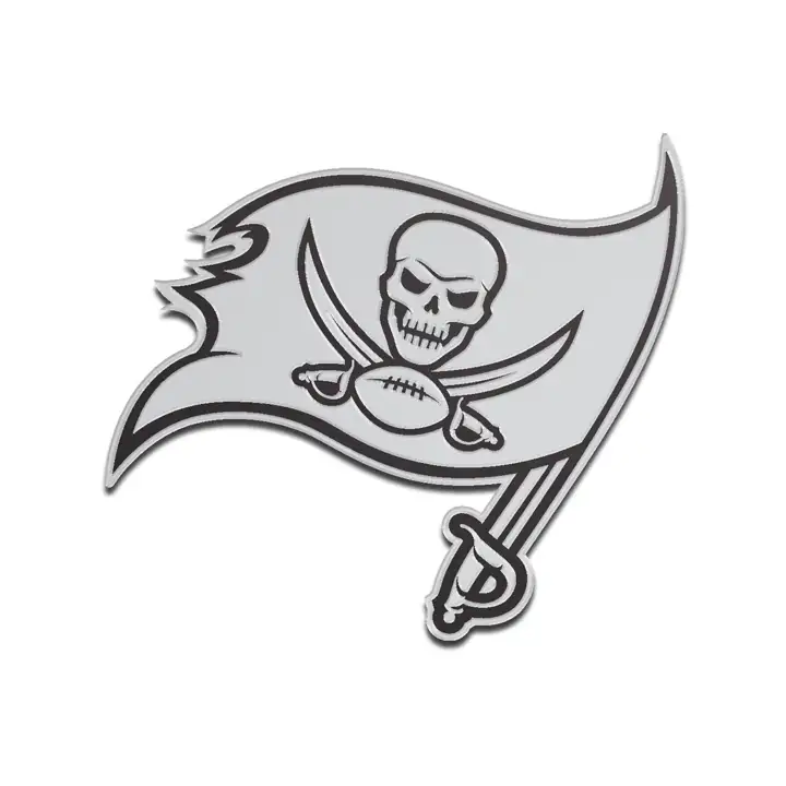 BUCCANEERS Emblème métallique pour voiture, drapeau neuf, argenté