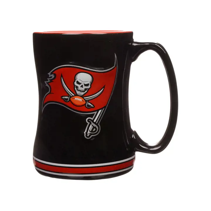 MUG RELIEF BUCCANEERS 14 oz Drapeau neuf rouge/noir