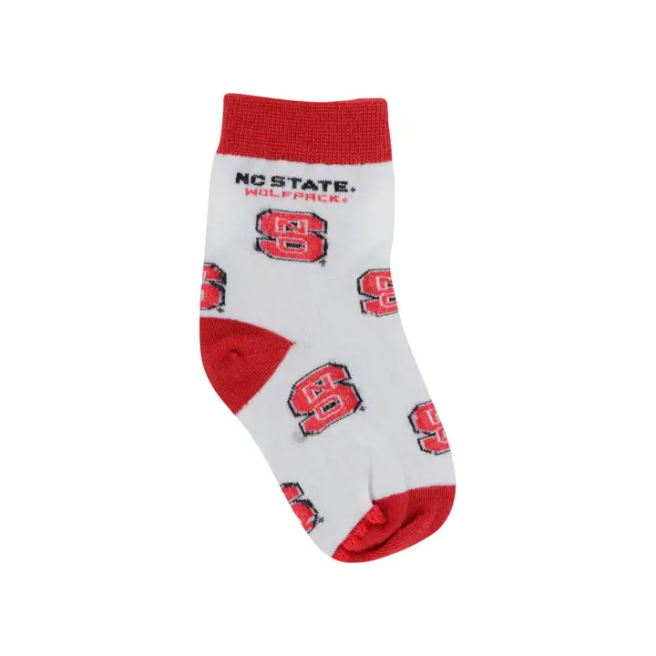 Chaussettes bébé NC State - Rouges/blanches imprimées
