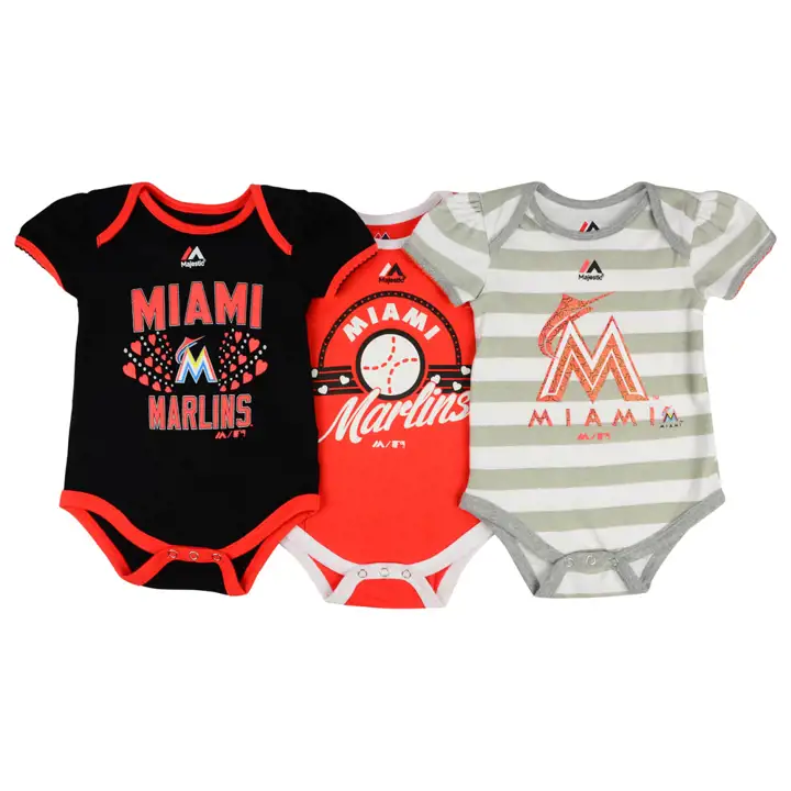 Ensemble de 2 bodys pour bébé fille MLB Marlins de Miami TP noir