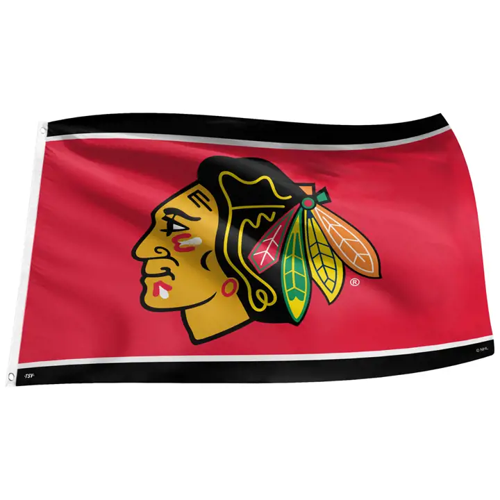 Drapeau BLACKHAWKS - 3' X 5' rouge