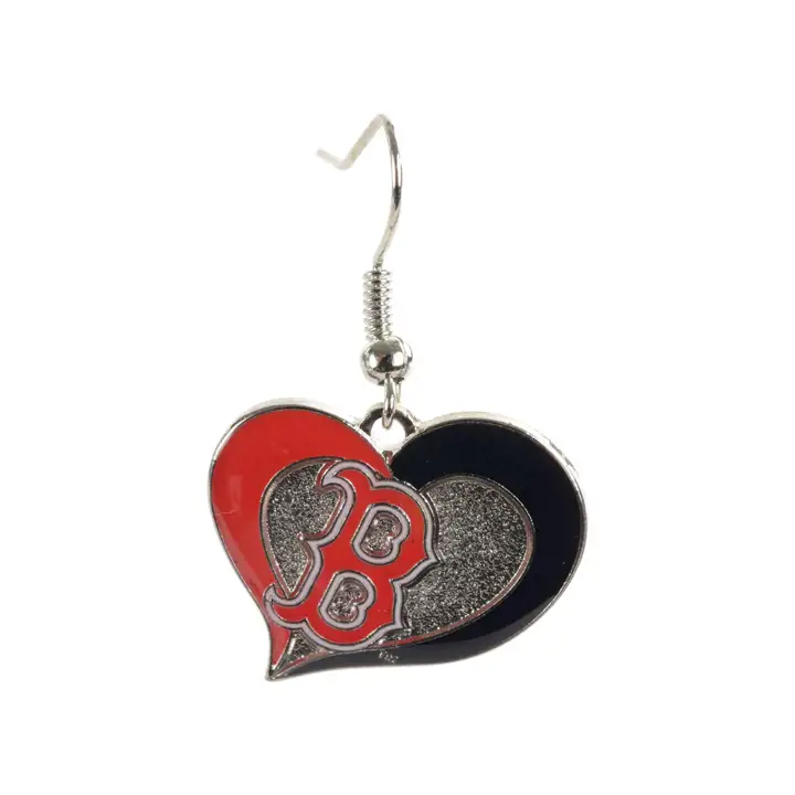 Boucles d'oreilles RED SOX Cœur tourbillonnant rouges