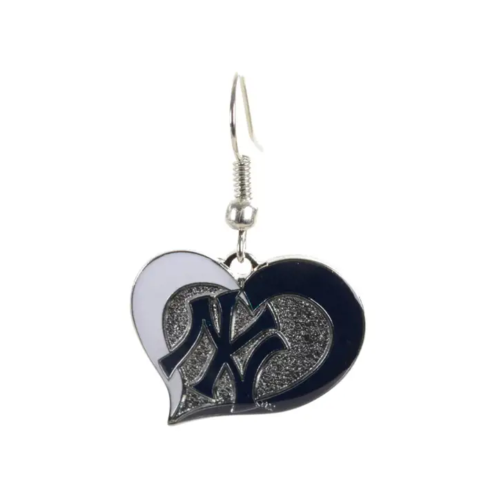 Boucles d'oreilles cœur tourbillon Yankees marine