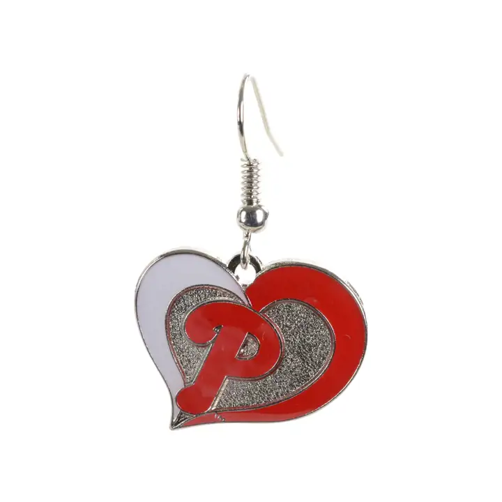 Boucles d'oreilles cœur torsadé PHILLIES rouges