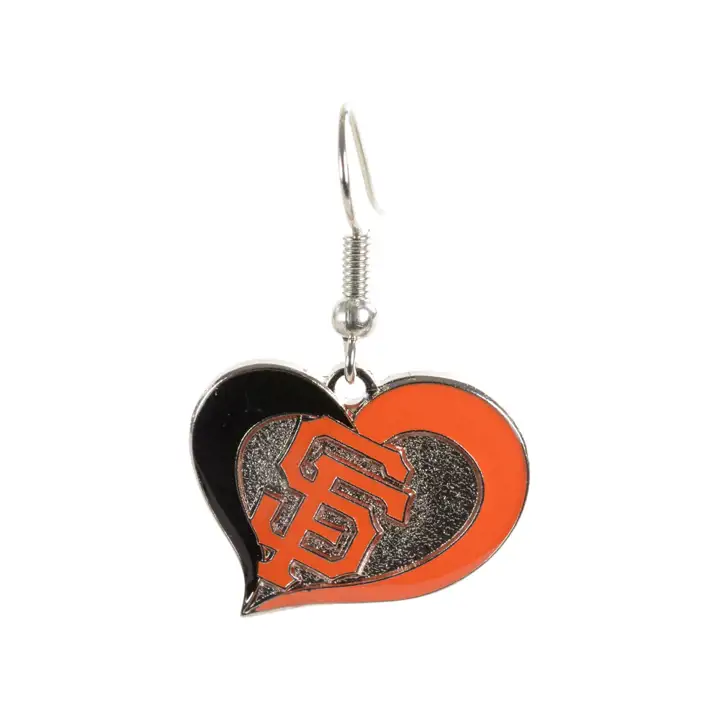 Boucles d'oreilles SF GIANTS Cœur tourbillonnant noir/orange