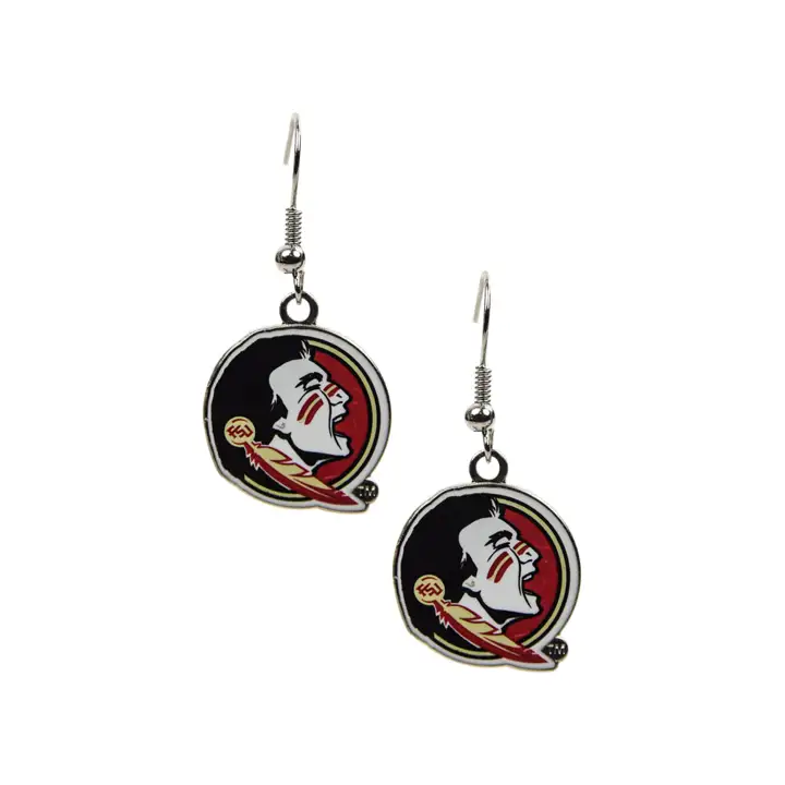 "Boucles d'oreilles pendantes logo Florida St Aminco « New Seminole » arg/"