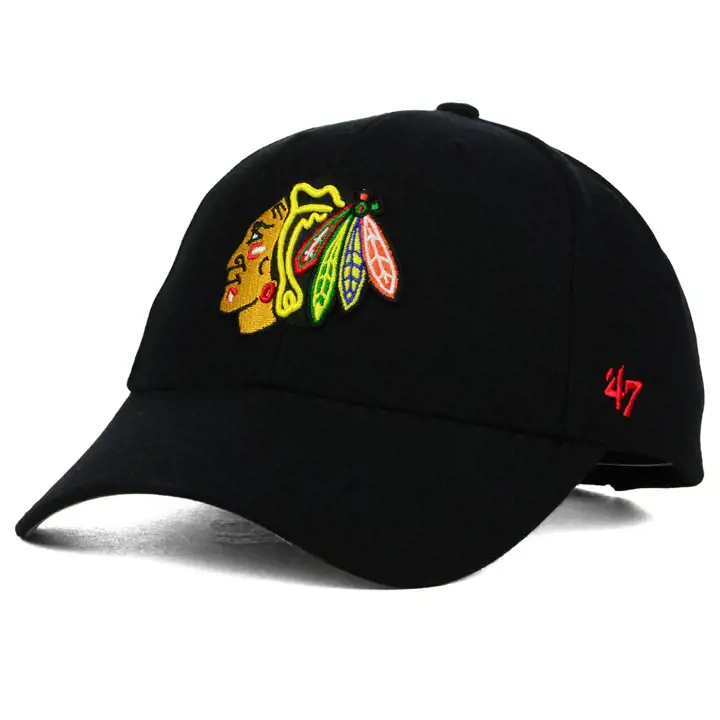 BLACKHAWKS LNH '47 Casquette MVP incurvée Chef noir
