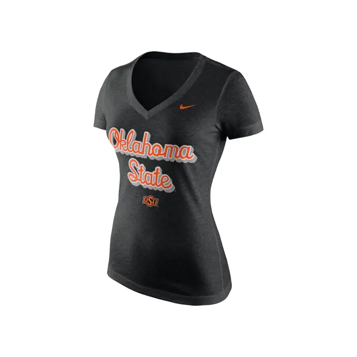 T-shirt femme NCAA WMNS MID V SCRIPT Ok State, couleur anthracite