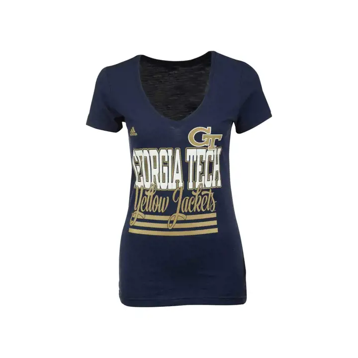 T-shirt femme 3 bandes Ga Tech XP NCAA Stack marine