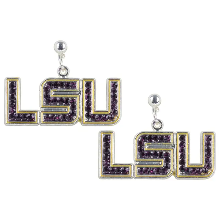 Boucles d'oreilles LSU cristal logo pur/gl