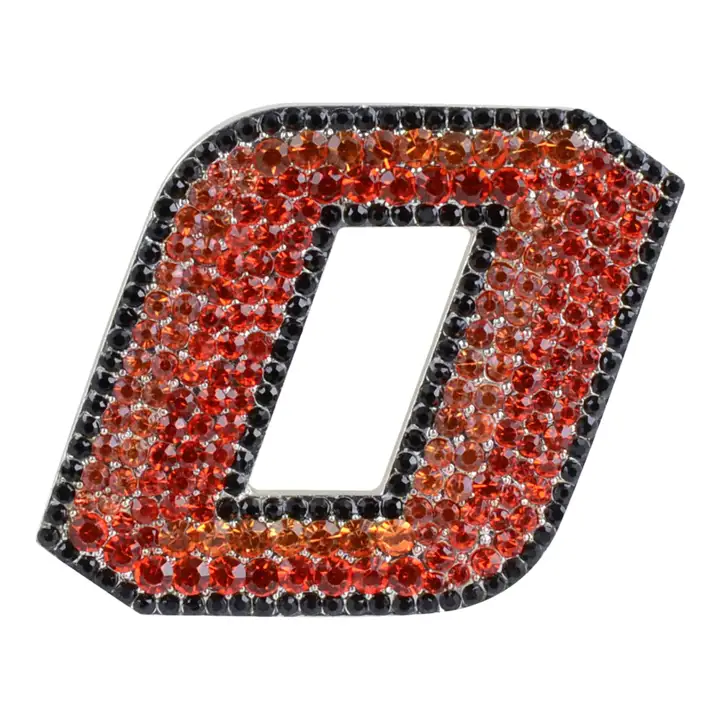 Épingle à logo en cristal Ok State, argent/orange