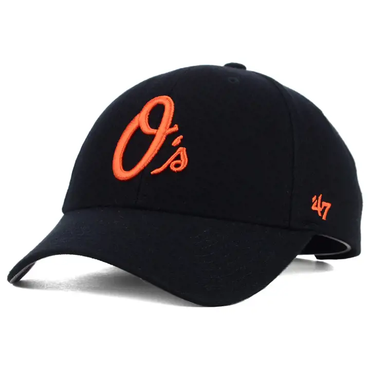 "Casquette réplique officielle « O's » des Orioles de la MLB, modèle MVP, noire"