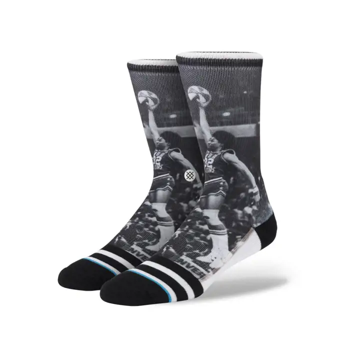 Chaussettes de joueur légendaire des Nets NBA Julius Erving blc/noi