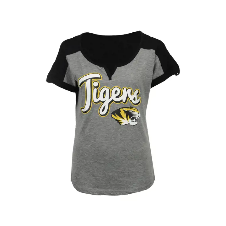 T-shirt femme Missouri XP NCAA à manches retroussées 15 gris/noir